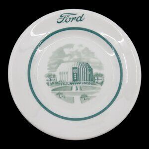 VTG Shenango China Ford Motor Co Cafeteria Rotunda 6.25in Plate White Green